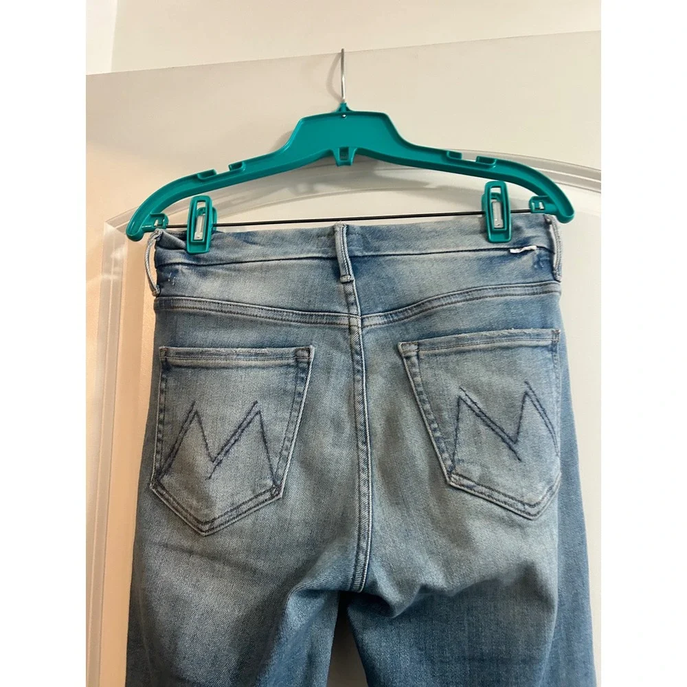 Mother‎ High Waisted Looker Ankle Fray Jeans Au Revoir Light Blue Size 26